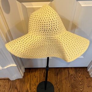 Women's Wide Brim Straw Sun Hat - Cream
